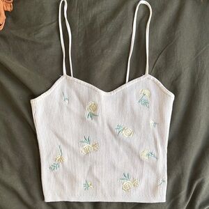 H&M White Floral Embroidered Camisole